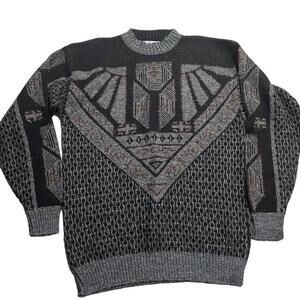 VTG Le Tiger Grandpa Sweater Mens Large Pullover Crew Neck Gray Cosby USA Made